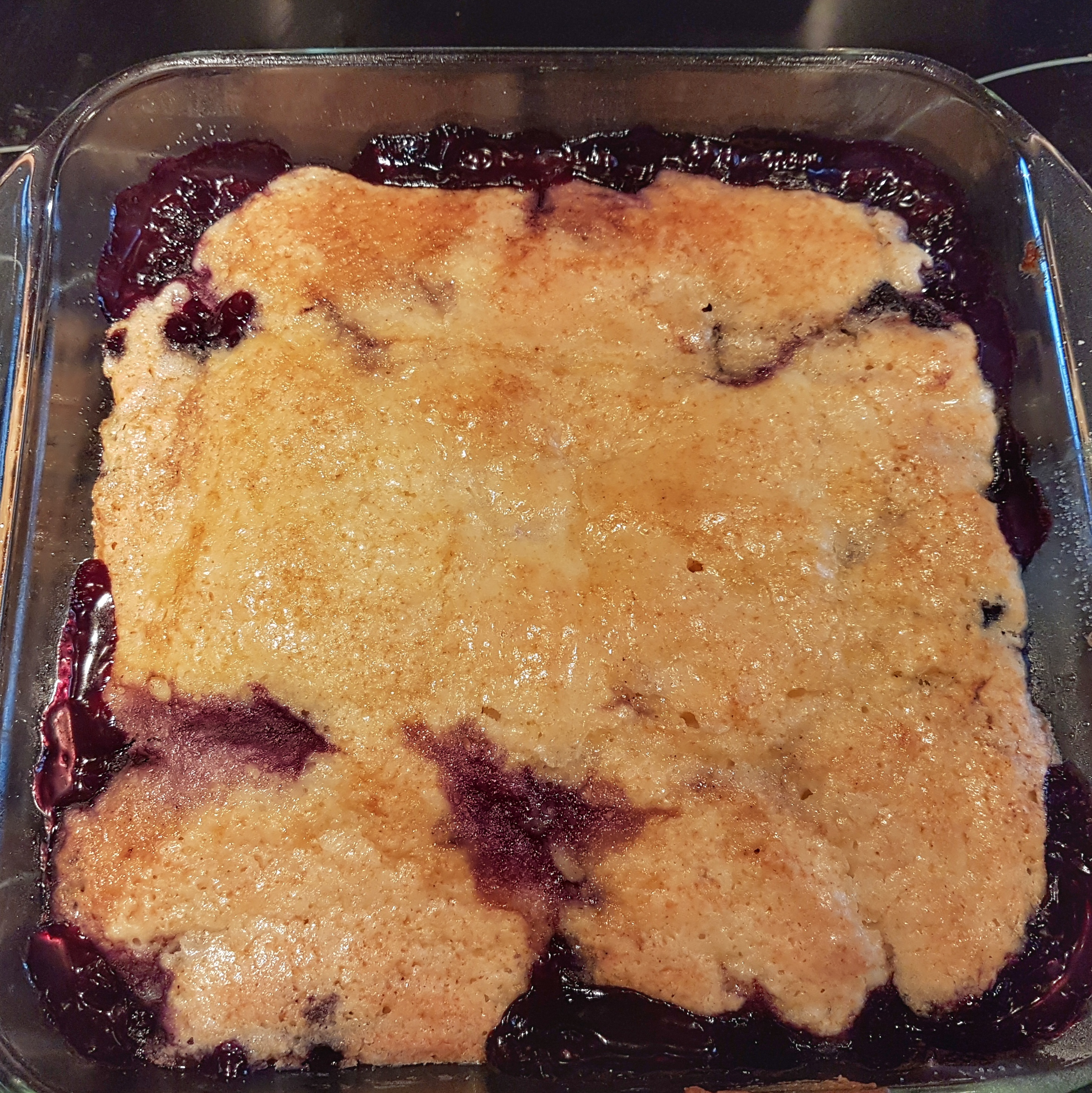 blueberry pudding cake baked