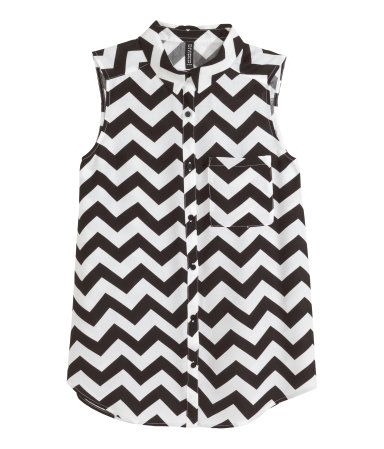 Sleeveless Blouse with Chevron Print