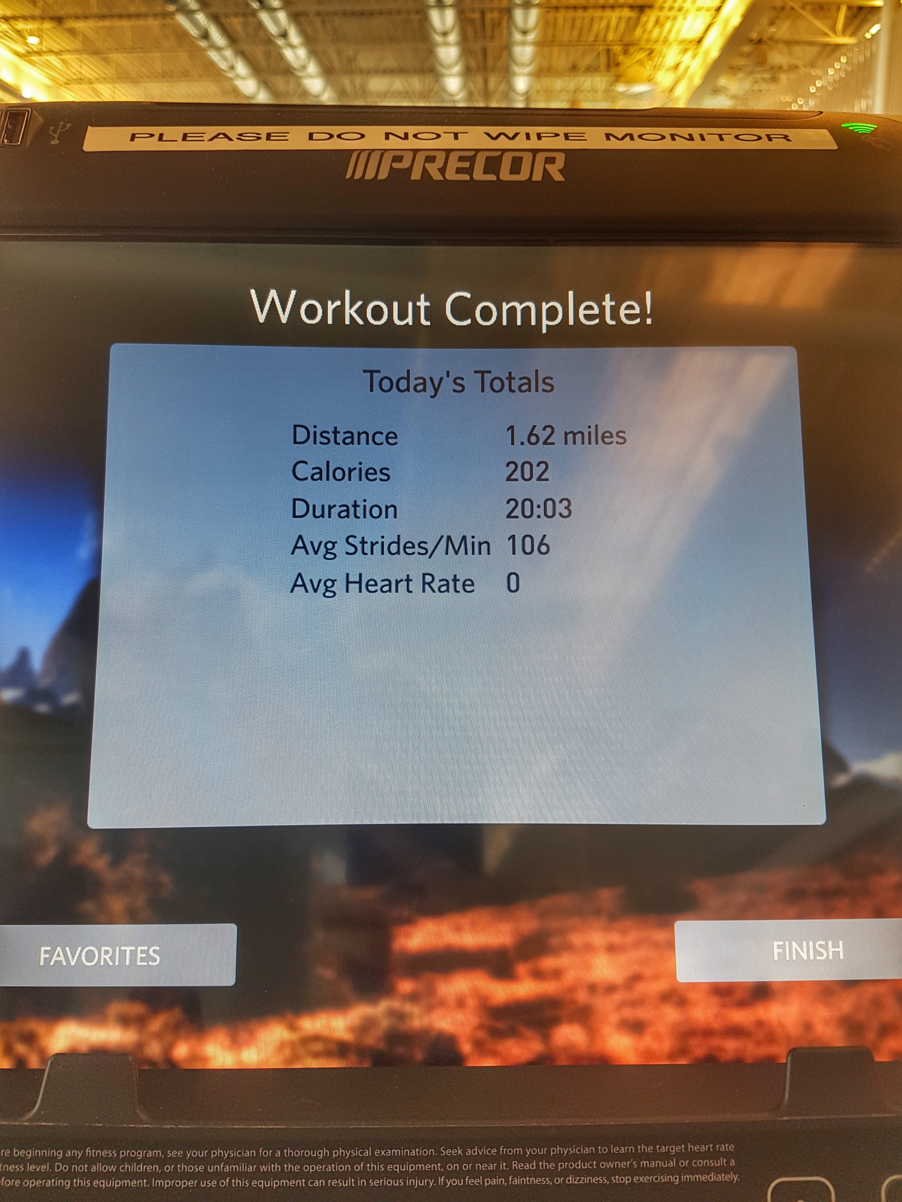 Elliptical Workout Results