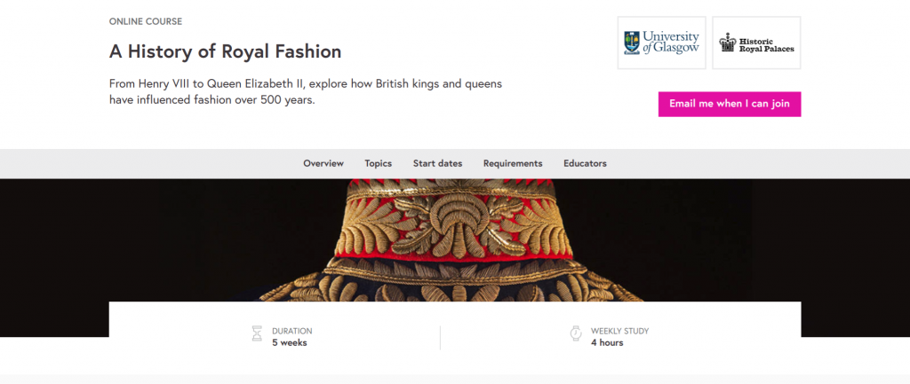 A History of Royal Fashion online Course