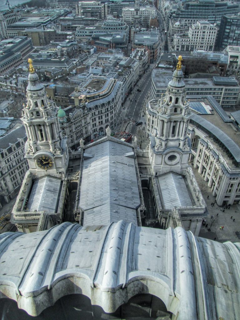 Aerial shot of St. Paul's Cathedral from the dome