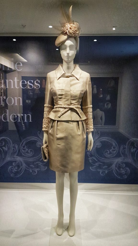 Countess of Wessex 2011 Royal Wedding ensemble in Royal Women Exhibition at Fashion Museum Bath
