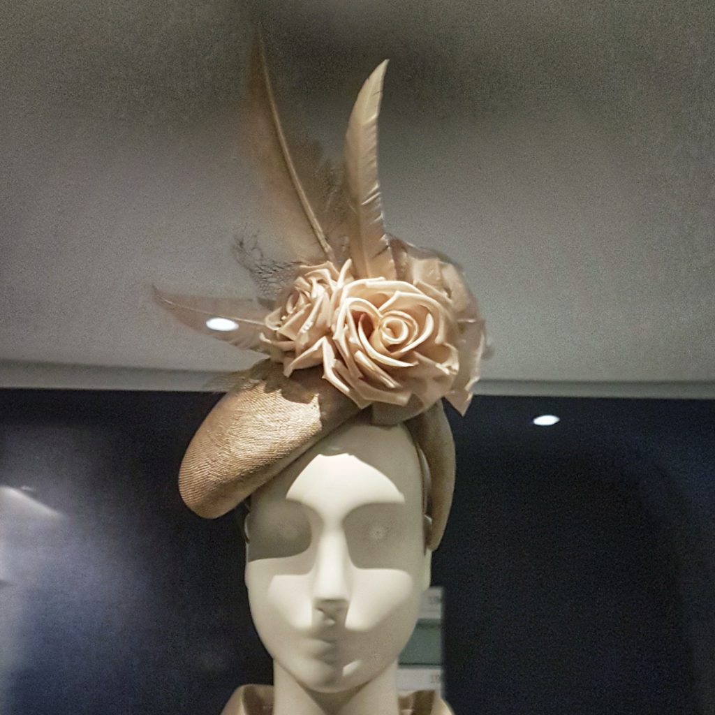 Countess of Wessex Royal Wedding Jane Taylor  hat in Royal Women Exhibition at Fashion Museum Bath
