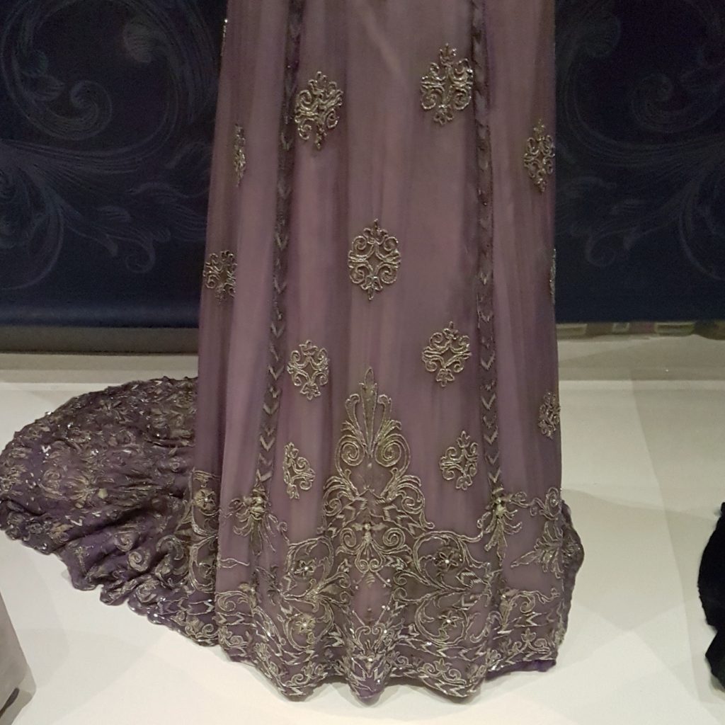Queen Alexandra Purple Silk Chiffon Skirt Details in Royal Women Exhibition at Fashion Museum Bath