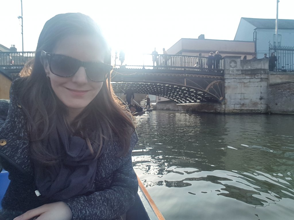 Selfie from punt in Cambridge
