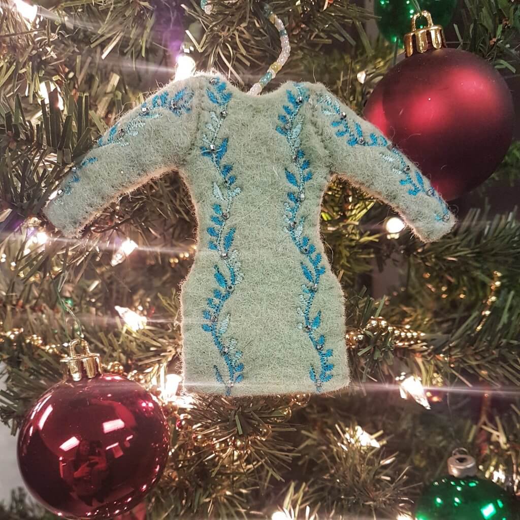 blue vintage dress ornament