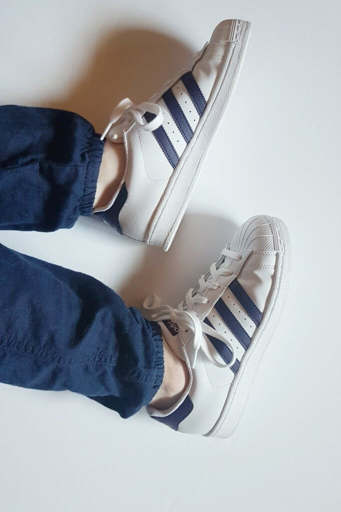 Adidas superstars white and dark purple