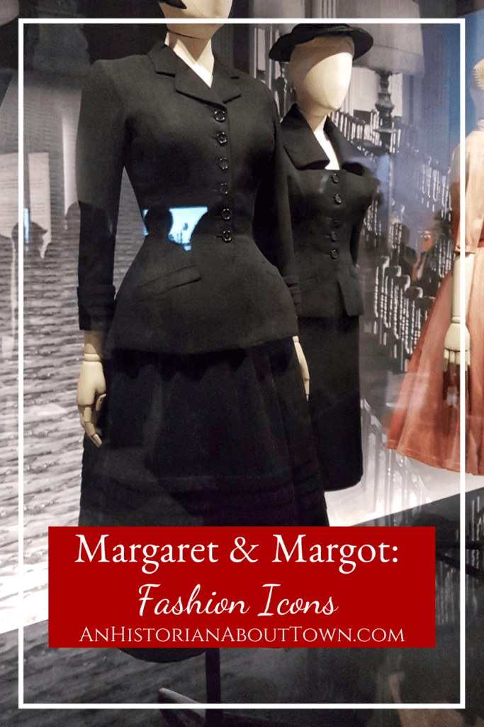 Dior's Daisy suit with text "Margaret and Margot: Fashion Icons"