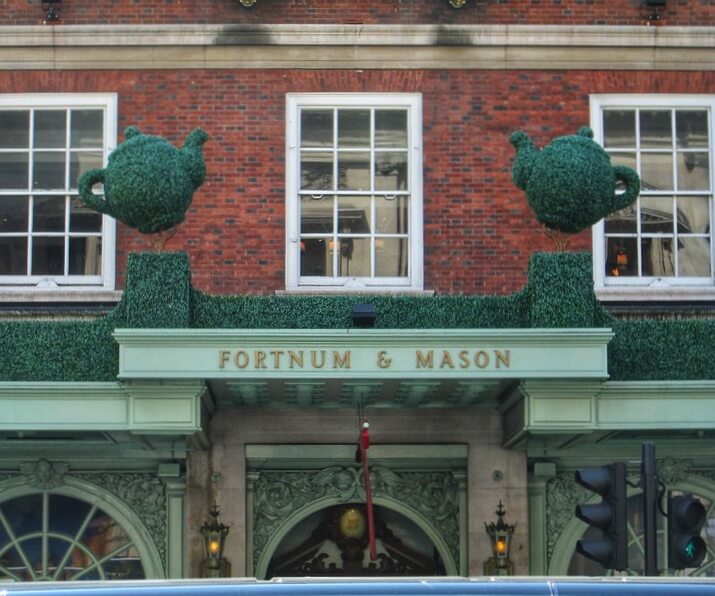 The front of Fortnum and Mason at 181 Piccadilly