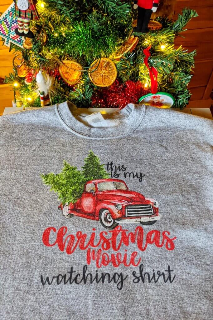 Christmas movie watching sweatshirt