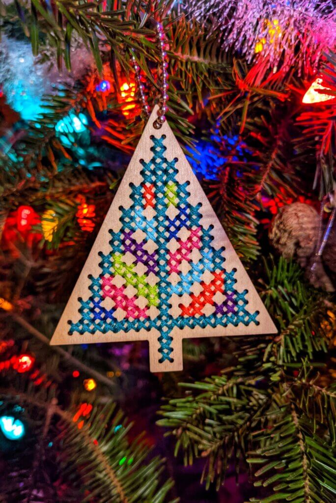 Diana Watters cross stitch tree ornament