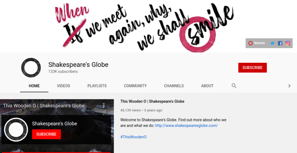 Globe Theatre on Youtube