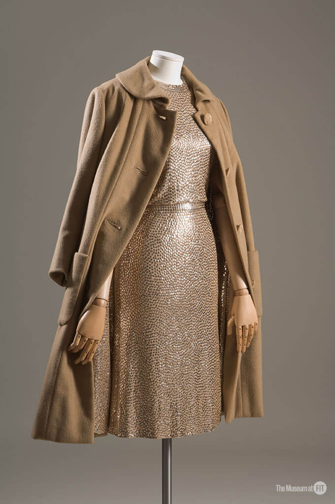 Gold sheath dress and coat by Norman Norell