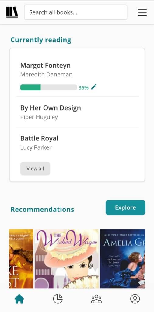 StoryGraph app homescreen
