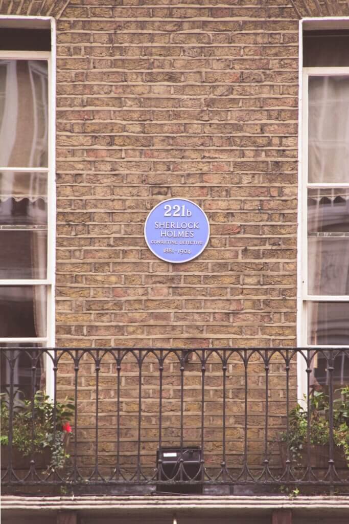 Blue plaque marking the home of Sherlock Holmes