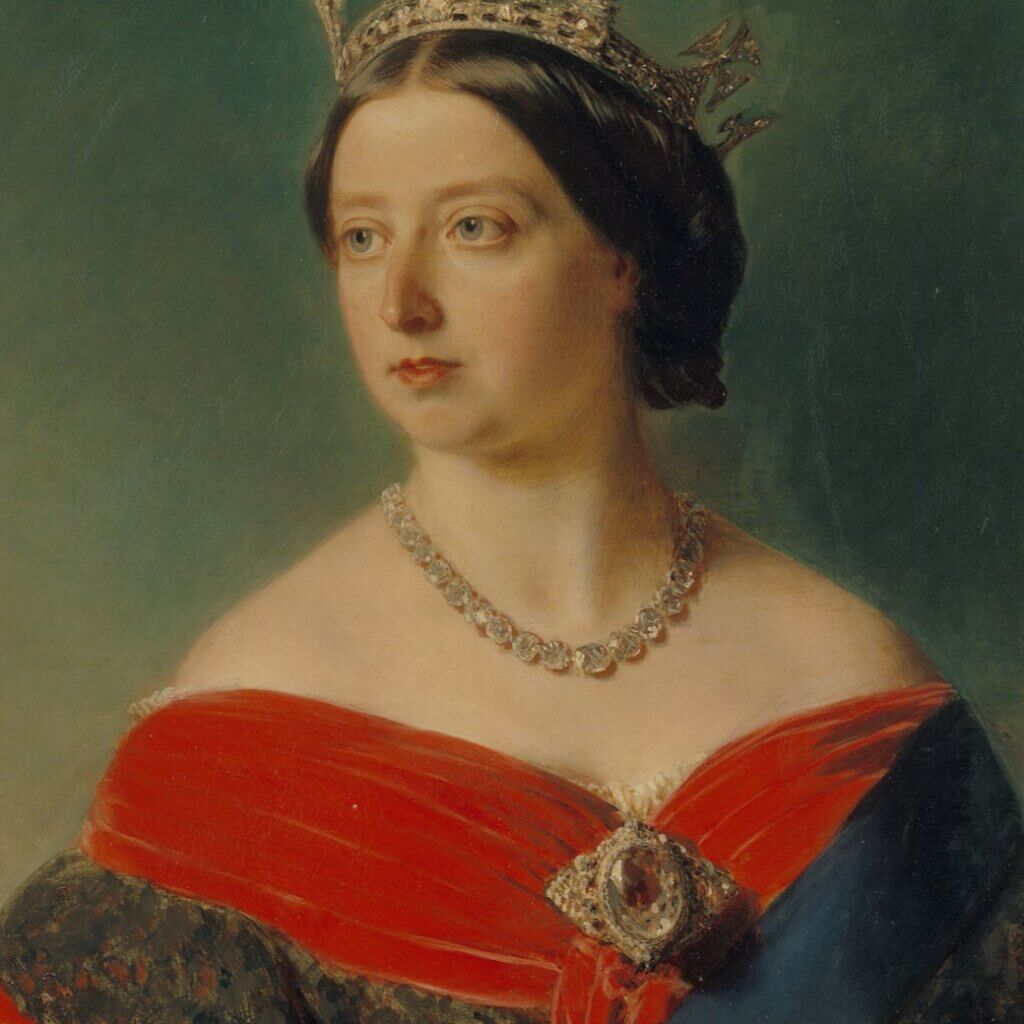 Queen Victoria wearing the Koh-i-Noor diamond as a brooch in Winterhalter portrait