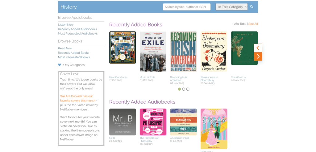 History category on NetGalley
