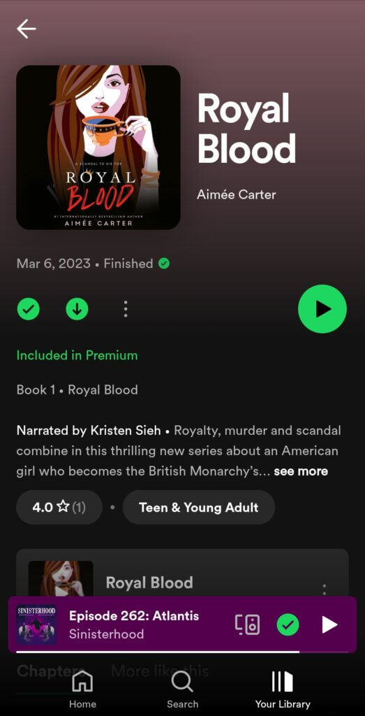 Spotify Audiobooks Royal Blood by Aimee Carter