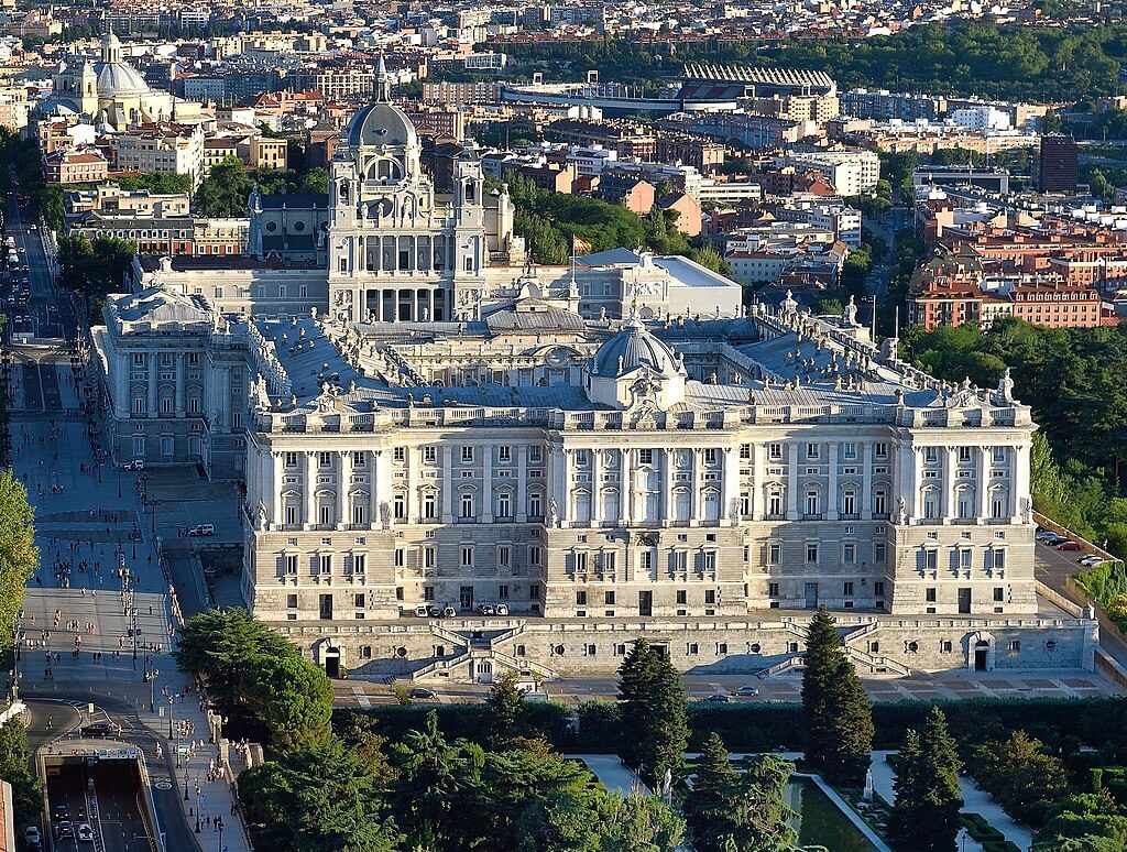 Aerial photo of the Royal Palace of Madrid