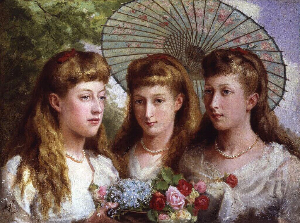 Portrait Princesses Victoria, Maud, and Louise of Wales