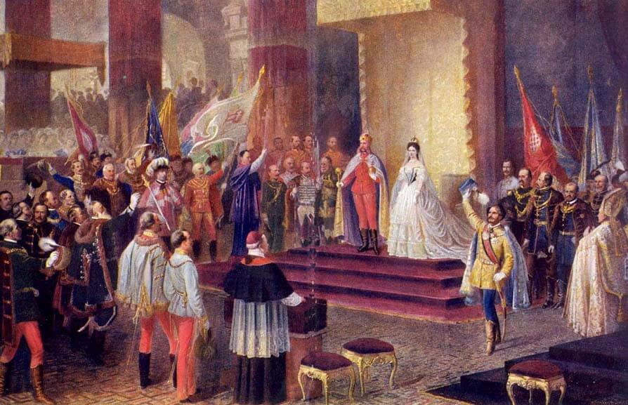 Painting of Franz Joseph and Sisi's Hungarian coronation