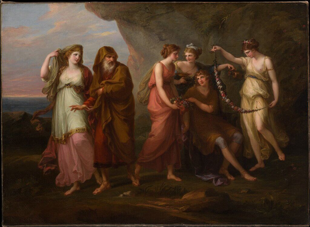 Telemachus and the nymphs of Calypso by Angelica Kauffman