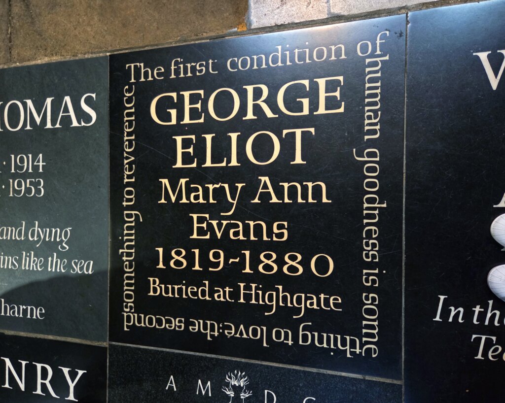George Eliot memorial at Westminster Abbey