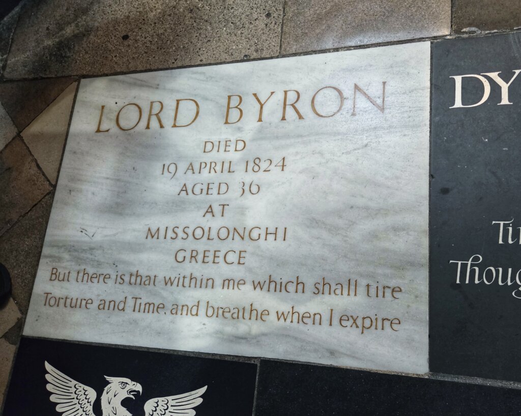 Lord Byron stone at Westminster Abbey