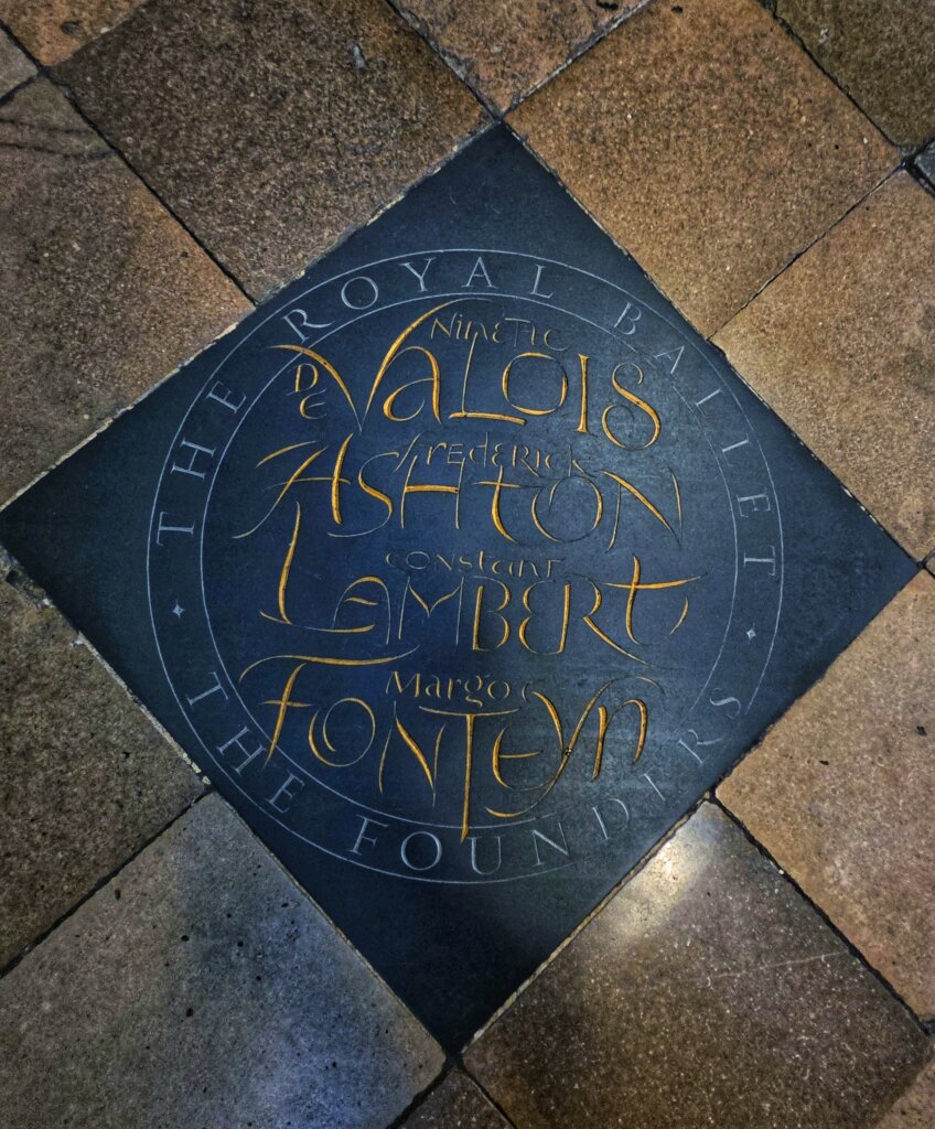 Royal Ballet founders stone at Westminster Abbey