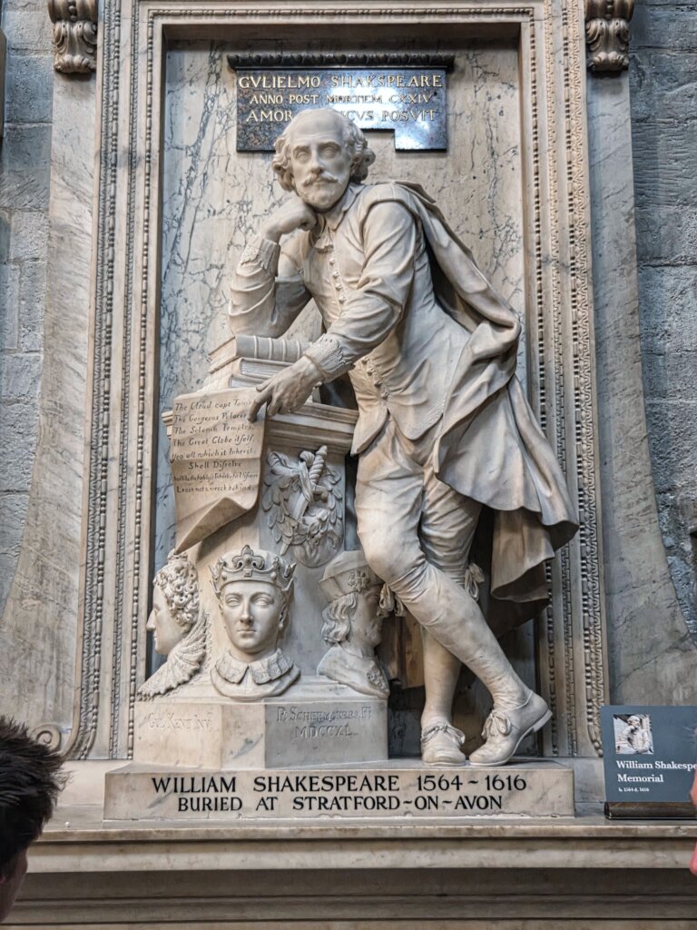 William Shakespeare memorial at Westminster Abbey