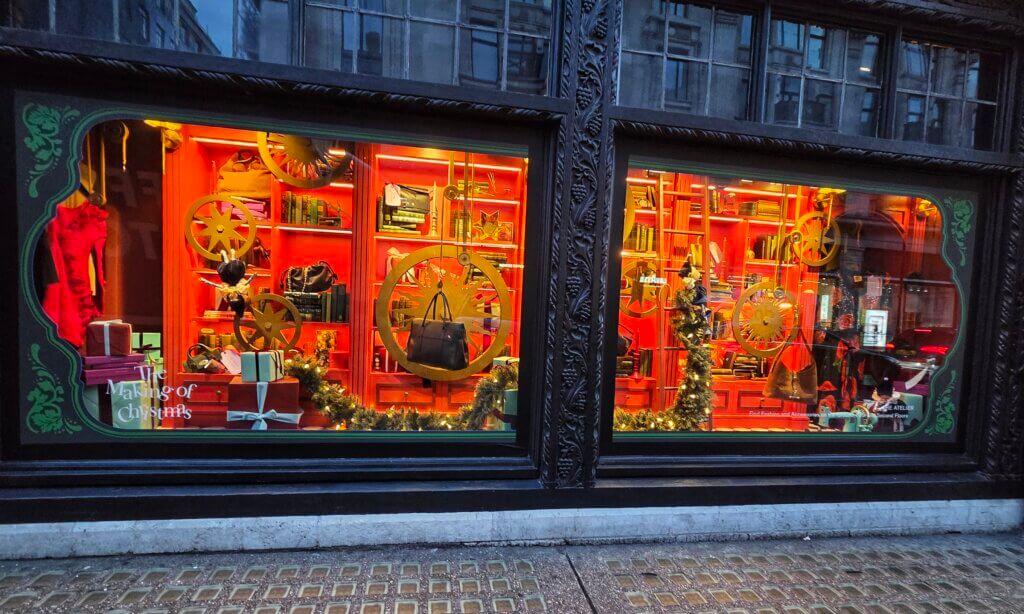 Liberty London Christmas Bookshelf window